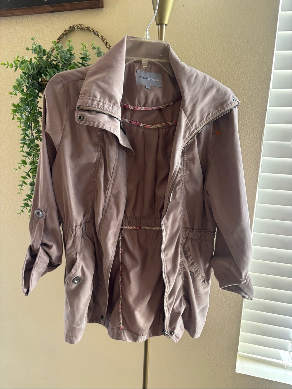 Foreign exchange  Mauve Lightweight Drawstring Anorak Jacket